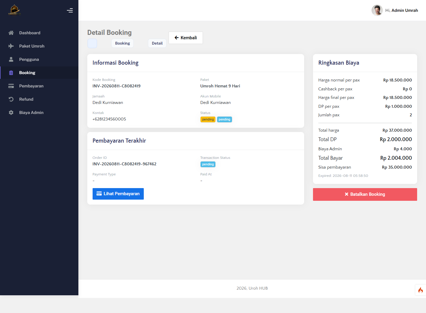 Detail Booking